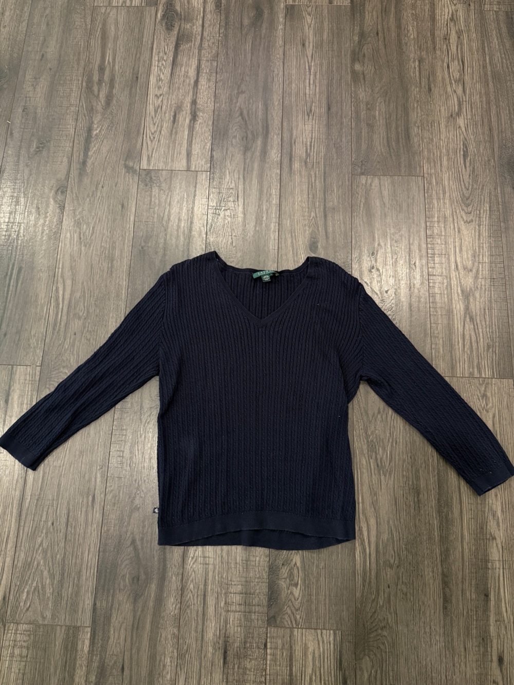 Polo by Ralph Lauren Navy V-Neck Cable Knit Sweater